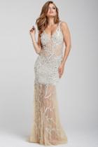 Jovani - 23053 Bedazzled V-neck Sheath Dress