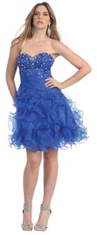 Crystal Beaded Ruffles Short Prom Dress