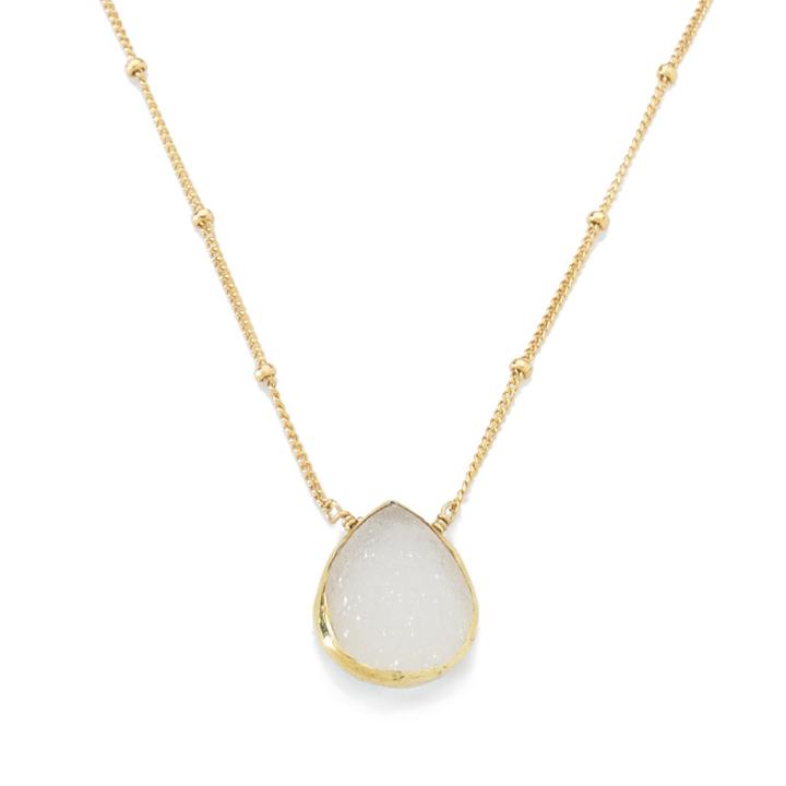 Margaret Elizabeth - Bezel Necklace White Druzy