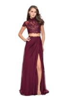 La Femme - 25384 Two Piece Lace Chiffon Sheath Dress