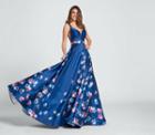 Ellie Wilde - Ew21745 Floral Print V-neck Ballgown