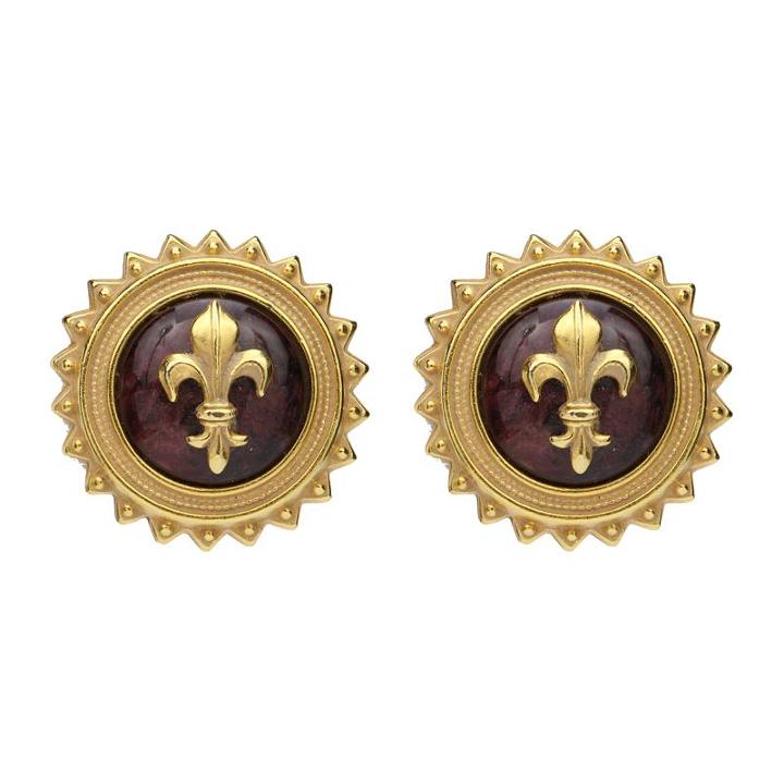 Ben-amun - Royal Charm Dark Emblem Stone Clip-on Earrings