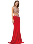 Two Piece Beaded Jersey Prom Dress