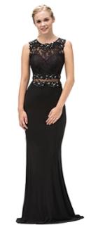 Long Mock Two-piece Formal Dress With Lace Bodice