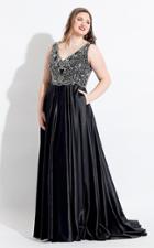 Rachel Allan Curves - 6329 Sleeveless Beaded A-line Dress