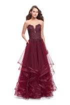 La Femme - 26242 Strapless Sweetheart Tiered A-line Gown
