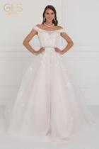 Elizabeth K - Gl1589 Jewel Adorned Off Shoulder Trailing Paneled Gown