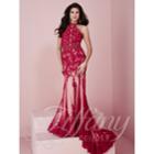 Tiffany Designs - Beaded Choker Neck Lace Overlay With Cutout Details Evening Gown 16150
