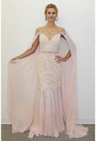 Terani Couture - Sleeveless Sweetheart With Cape Lace Gown 1711m3368