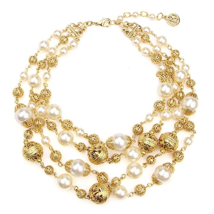Ben-amun - Gold & Pearl Multi Layer Necklace