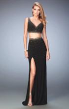 La Femme - 22249 V-neck Two-piece Jersey Gown