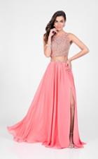 Terani Couture - Alluring Crystal Beaded Bateau Neck Two-piece Chiffon A-line Dress 1711p2130