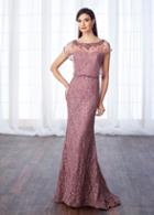 Cameron Blake - 217652 Beaded Illusion Lace Blouson Long Dress