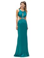 Beaded Halter Neck With Cutouts Evening Gown