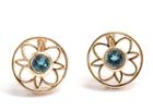 Rachael Ryen - 14k Gold London Blue Topaz Round Vintage Style Earrings