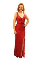 Primavera Couture - 3056 Plunging V-neck Beaded Evening Gown