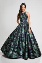 Terani Couture - 1723e4294 Floral Halter Pleated Evening Gown