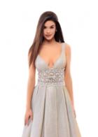 Tarik Ediz - 93419 Sleeveless Plunging V-neck A-line Gown