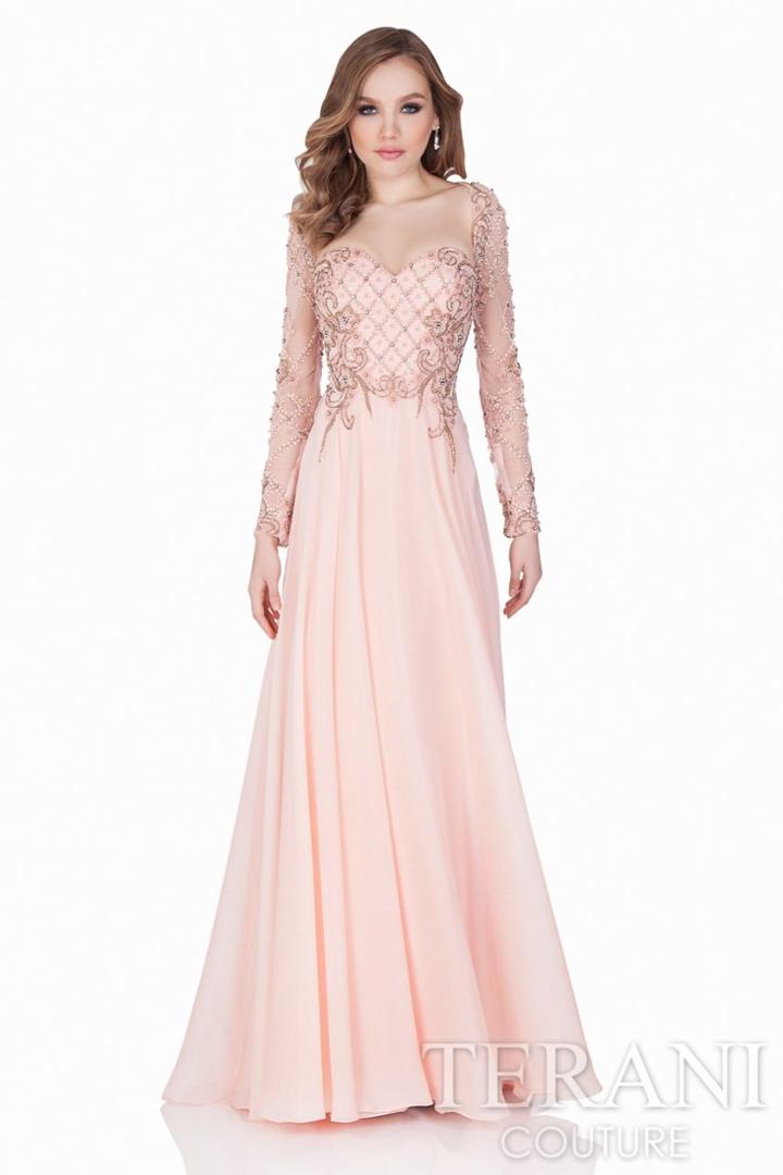 Terani Evening - Elegant Beaded And Embroidered Sweetheart Chiffon A-line Gown 1621m1726