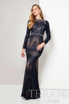 Terani Evening - Fitted Lace Dress With Embroidered Belt 1712e3292