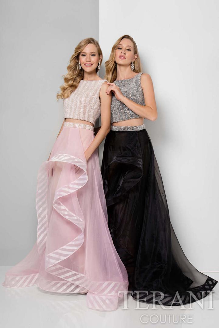 Terani Prom - Sequined Two-piece High-low Gown 1711p2697