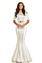 Johnathan Kayne - 8058 Short Sleeved Metallic Mermaid Gown