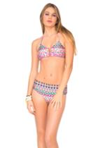 Luli Fama - Lil Gem Lace Up Sporty Bra In Multicolor (l448725)