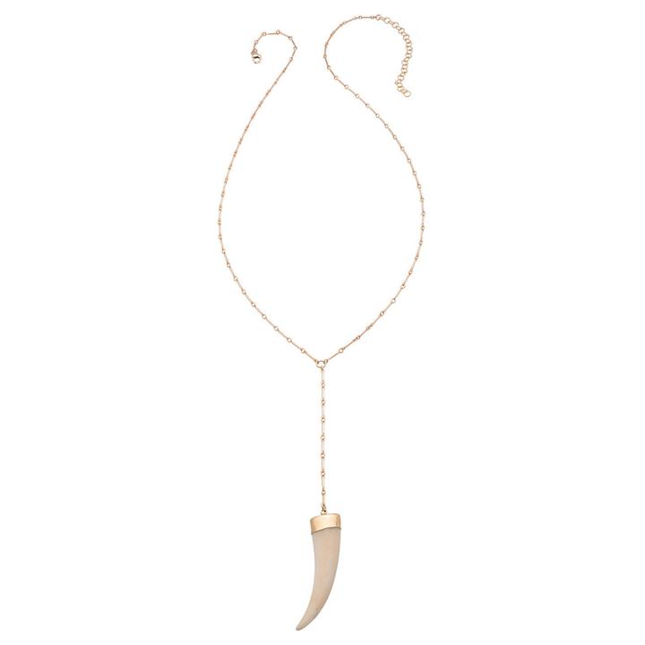 Heather Hawkins - Bar Chain Y Necklace In White Horn