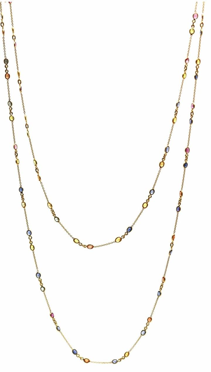 Tresor Collection - Multicolor Stones Long Necklace In 18k Yg 8665463761