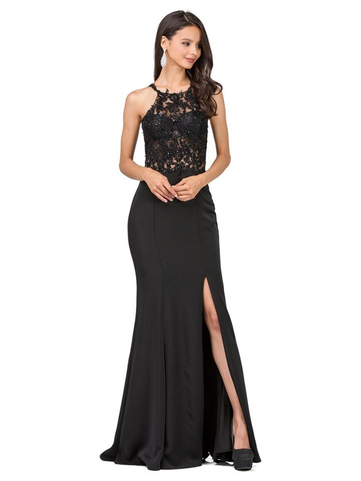 Dancing Queen - Beaded Lace Illusion Halter Sheath Dress