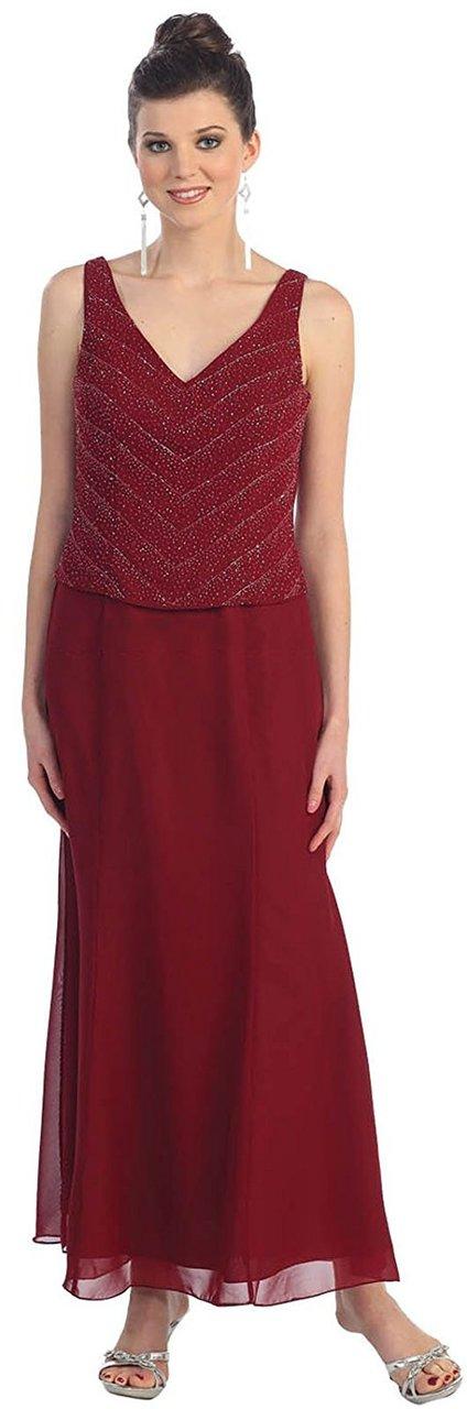 Shimmering Sleeveless Evening Gown With Long Sleeve Sheer Jacket