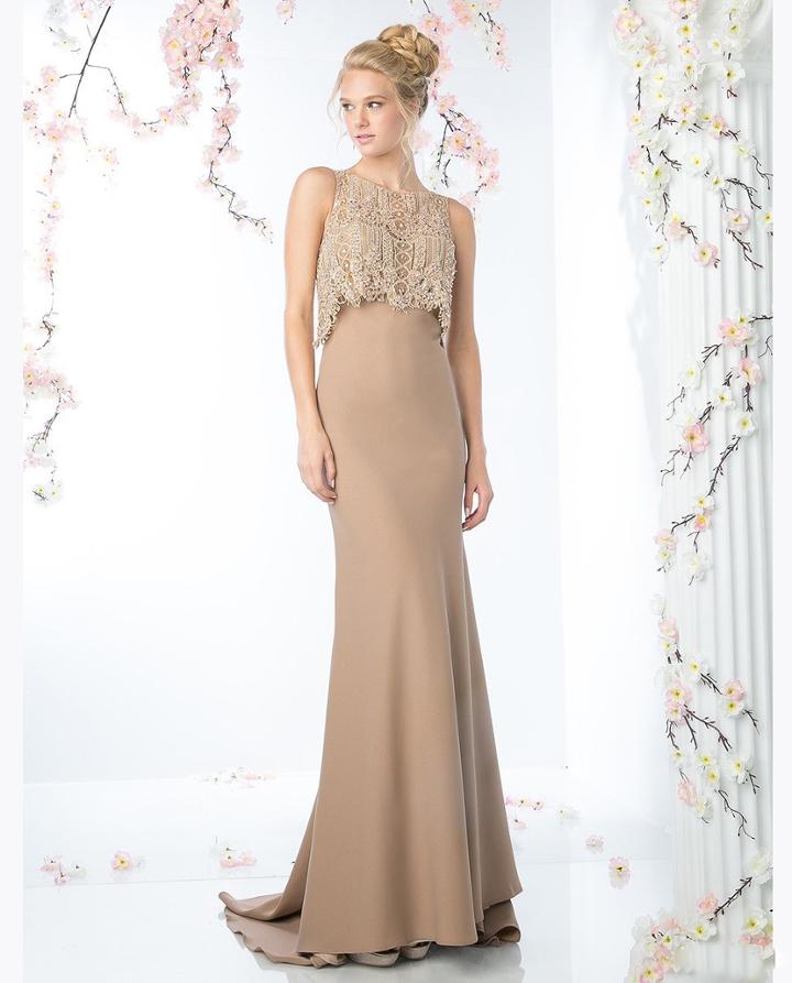 Cinderella Divine - Sleeveless Lace Popover Fitted Gown