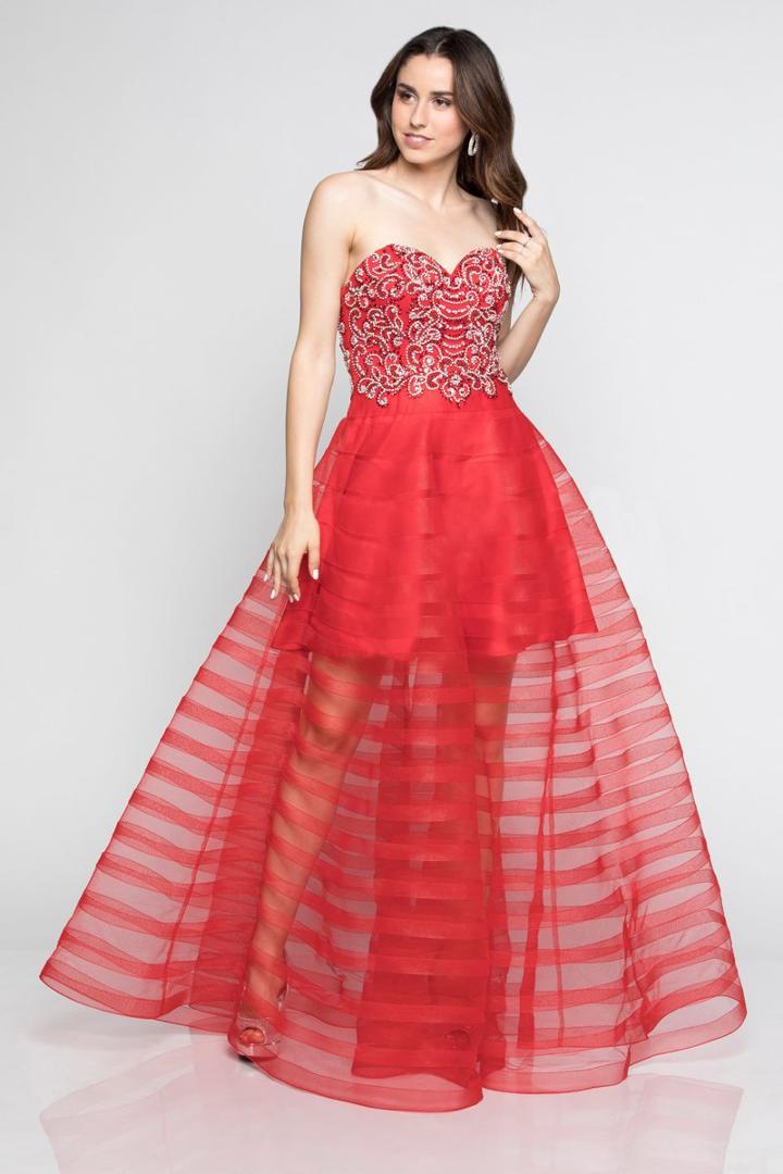 Milano Formals - E2395 Beaded Strapless Organza Ballgown