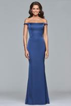 Faviana - S10010 Off-shoulder Matte Satin Sheath Gown