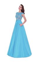 Tarik Ediz - Floral Cap Sleeves Ballgown 92696