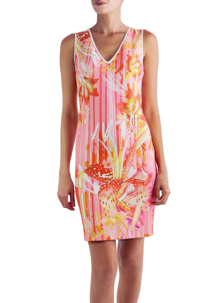 Johanne Beck - Mini Dress Tropical Sorbet Printed Neoprene
