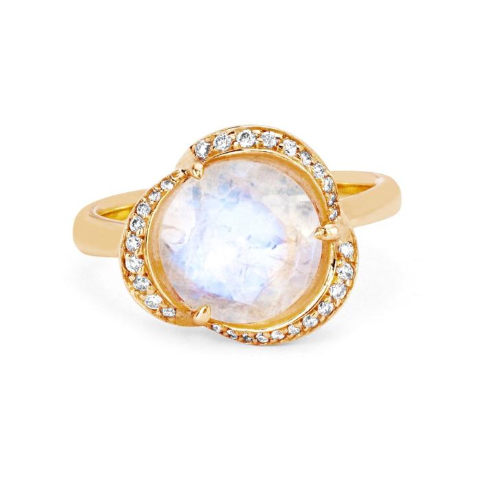Logan Hollowell - Moonstone Bloom Ring With Diamonds