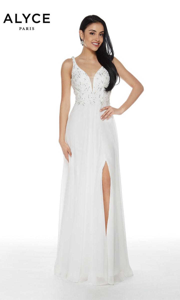 Alyce Paris - 60254 Plunging Beaded A-line Gown With Slit