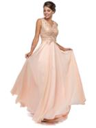 Dancing Queen - Embroidered V-neck A-line Prom Dress 9429