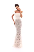 Tarik Ediz - 50239 Off Shoulder Sheath With Ballgown Overskirt