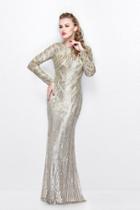 Primavera Couture - Beaded Long Sleeve Evening Gown 1721