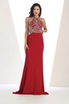 May Queen - Seductive Crisscrossed Jeweled Sheath Gown Mq1294