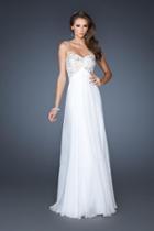 La Femme - 18847 Beaded Lace Chiffon A-line Dress