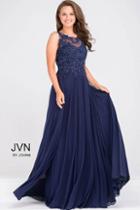 Jovani - Sheer Neckline Beaded Bodice Chiffon Dress Jvn47950