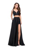 La Femme - 25288 Two-piece Plunging Strappy Satin A-line Gown