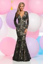 Zoey Grey - Long Sleeves Floral Mermaid Gown 30990