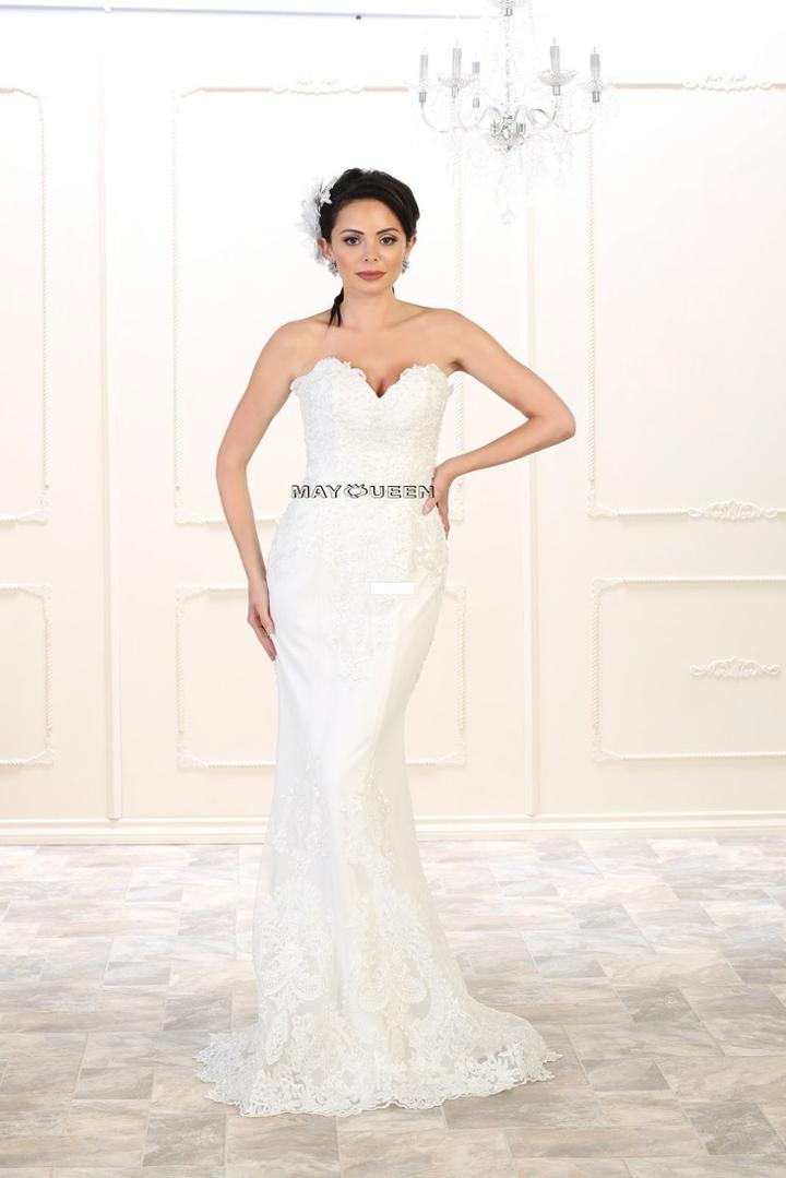 May Queen - Rq-7507 Strapless Appliqued Fitted Bridal Dress