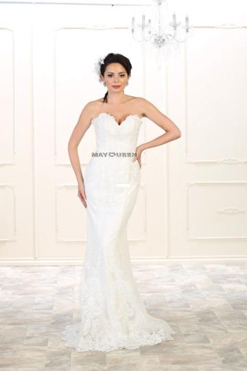 May Queen - Rq-7507 Strapless Appliqued Fitted Bridal Dress