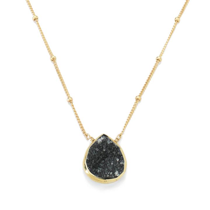 Margaret Elizabeth - Bezel Necklace Black Druzy