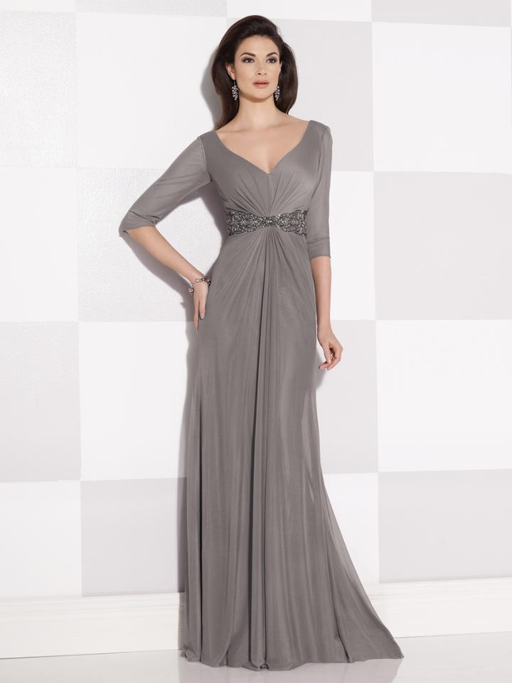 Cameron Blake - V Neck Quarter Length Sleeves Long Dress 214694